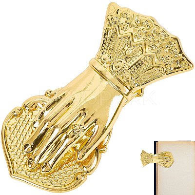 Alloy Hand Shaped Bookmark Clip AJEW-CP0006-94B-G-1