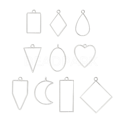 10Pcs Alloy Open Back Bezel Pendants PALLOY-YWC0002-02S-1