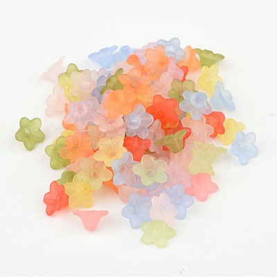 Mixed Color Frosted Transparent Acrylic Flower Beads X-M-PL554-1