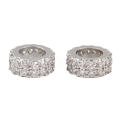 Brass Micro Pave Cubic Zirconia European Beads ZIRC-D026-07P-1