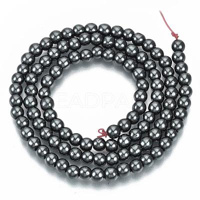 Non-magnetic Synthetic Hematite Beads Strands G-Q892-4mm-1