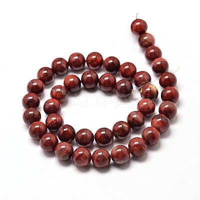 Natural Red Jasper Round Bead Strands X-G-P072-19-8mm-1