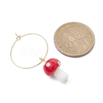 Handmade Lampwork Mushroom Wine Glass Charm AJEW-JO00216-1