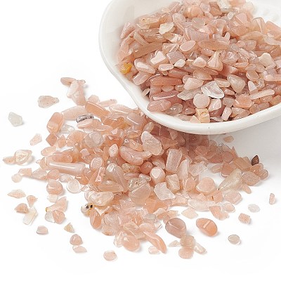 Natural Peach Moonstone Chips Beads G-O103-26-1