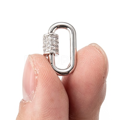 Brass Micro Pave Cubic Zirconia Screw Carabiner Lock Charms ZIRC-G160-22P-1