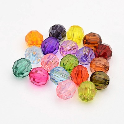 Faceted Transparent Acrylic Round Beads X-DB6MM-M-1