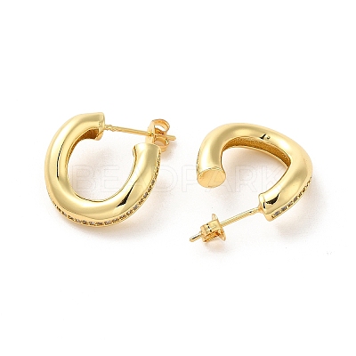 Brass Micro Pave Cubic Zirconia Stud Earrings EJEW-P254-02G-1