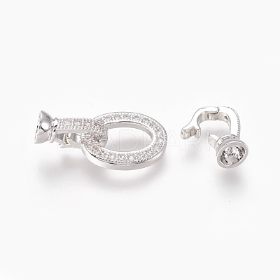 Brass Micro Pave Cubic Zirconia Fold Over Clasps KK-P164-18P-1