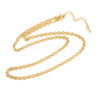 4MM Brass Textured Rolo Chain Necklaces for Men Women NJEW-L012-05G-1