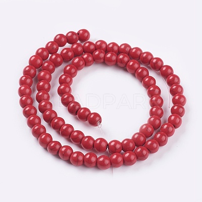 1 Strand Dyed Crimson Round Synthetic Turquoise Beads Strands X-TURQ-G106-6mm-02H-1