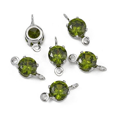 SHEGRACE Brass Pave Cubic Zirconia Flat Round Connector Charms XGRQ2O414-435D-P-1