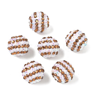 Striped Resin Rhinestone Beads OACR-A037-01E-1