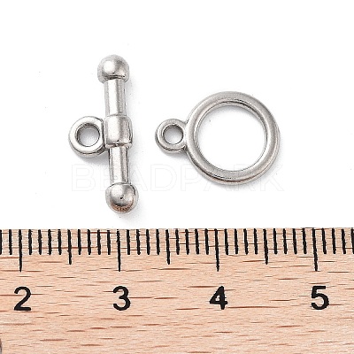Non-Tarnish 304 Stainless Steel Ring Toggle Clasps STAS-A092-09G-P-1