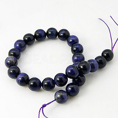 Natural Blue Tiger Eye Beads Strands G-G099-12mm-13-1