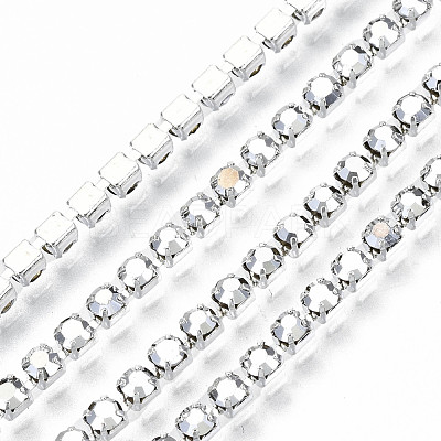 Electroplate Brass Rhinestone Strass Chains CHC-T006-SS6.5-01S-1