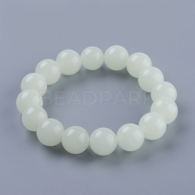 Synthetic Luminous Stone Beaded Stretch Bracelet BJEW-P203-8mm-01A-1