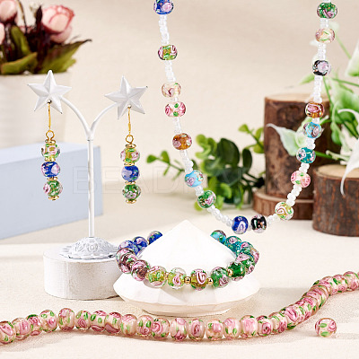 1 Strand Handmade Lampwork Inner Flower Rondelle Beads Strands LAMP-TA0002-72J-1