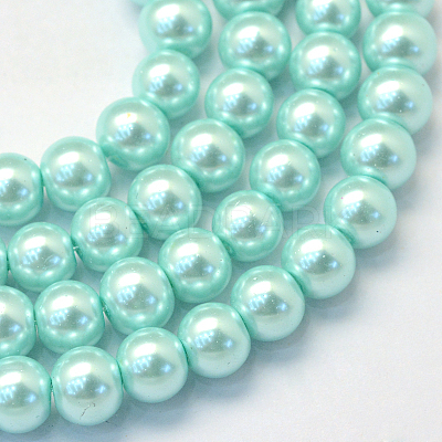 Baking Paint Pearlized Glass Pearl Round Bead Strands X-HY-Q330-8mm-45-1
