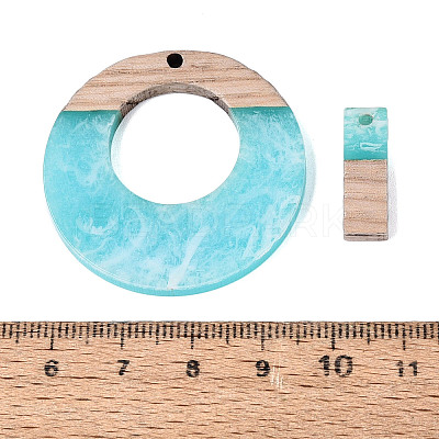 14Pcs 7 Styles Opaque Resin & Ash Wood Pendants RESI-N053-13-1