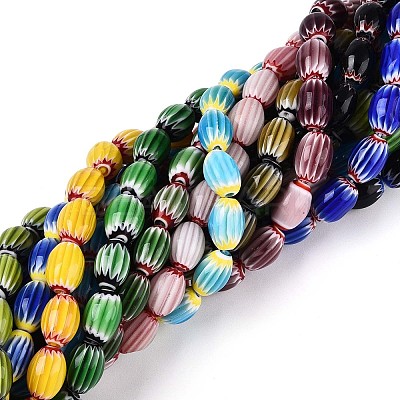 Handmade Millefiori Lampwork Chevron Beads Strands LAMP-T022-14M-1