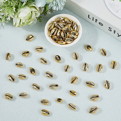 100Pcs Electroplated Natural Cowrie Shell Beads BSHE-LT0001-05A-1