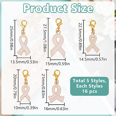 80Pcs 5 Styles Alloy Enamel Pendant Decoration HJEW-GO00235-1