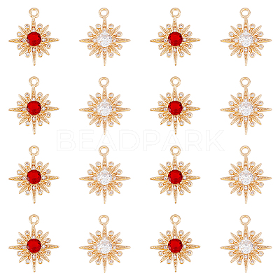 16Pcs 2 Colors Brass Micro Pave Cubic Zirconia Pendants KK-DC0003-35-1