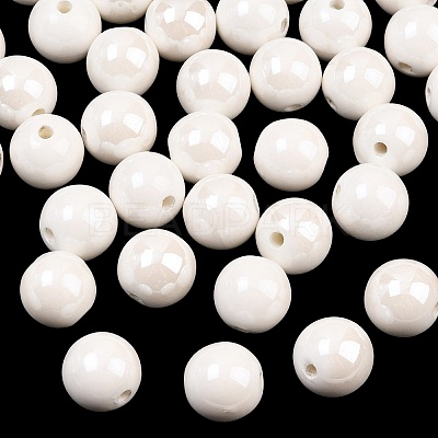 Glazed Porcelain Round Beads PORC-S489-14mm-01-1