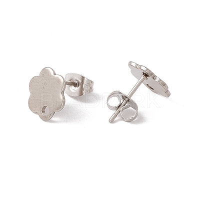 Non-Tarnish 201 Stainless Steel Stud Earring Findings with Hole EJEW-A071-10A-P-1