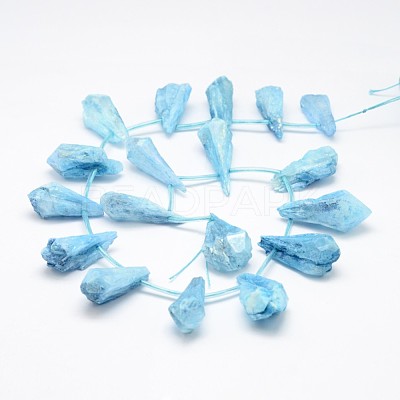 Electroplated Natural Quartz Crystal Beads Strands G-G890-A-03-1