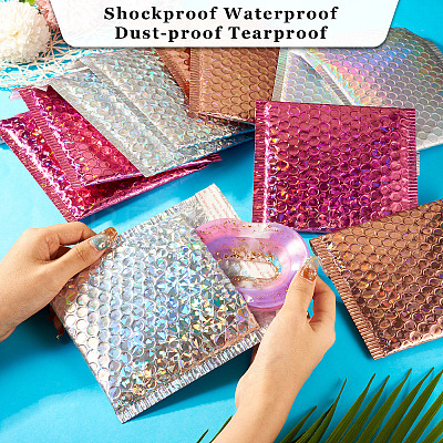 20Pcs 4 Colors Double-faced Laser Bubble Packaging Bags AJEW-TA0001-87-1