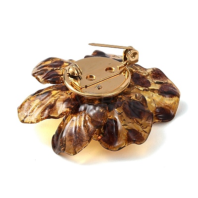Flower 304 Stainless Steel & Resin Brooches JEWB-G049-03G-02-1