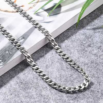 Non-Tarnish Men's 304 Stainless Steel Cuban Link Chain Necklaces NJEW-JN03170-01-1