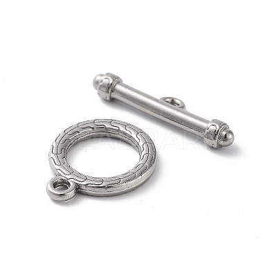 Non-Tarnish 304 Stainless Steel Ring Toggle Clasps STAS-A092-09E-P-1