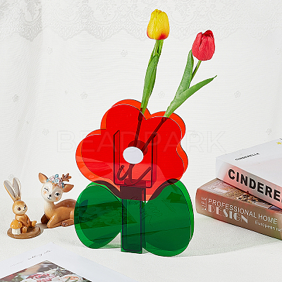 Flower Shape Plastic Vase DIY-WH0227-16-1