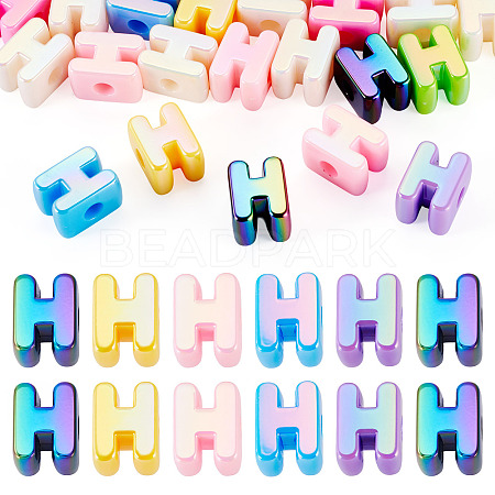 20Pcs UV Plating Opaque Acrylic European Beads OACR-TADJ0001-16H-1