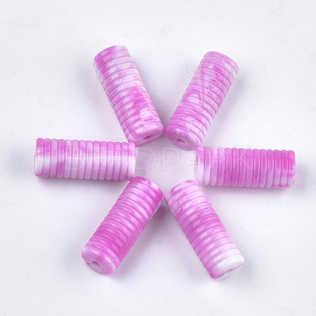 Acrylic Grooved Beads OACR-T009-01G-1