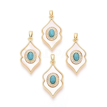 Synthetic Turquoise with Shell Pendants KK-N287-12G-02-1