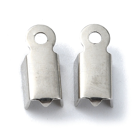 Non-Tarnish 201 Stainless Steel Ribbon Crimp Ends STAS-C097-52P-1