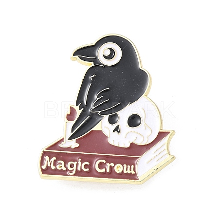 Magic Crow with Skull Enamel Pins JEWB-V002-11F-1