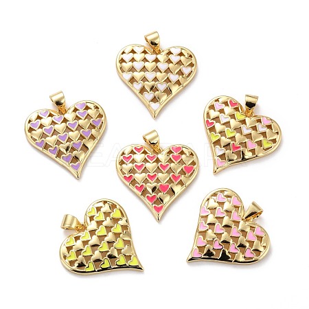 Eco-friendly Brass Enamel Pendants KK-D066-02G-RS-1
