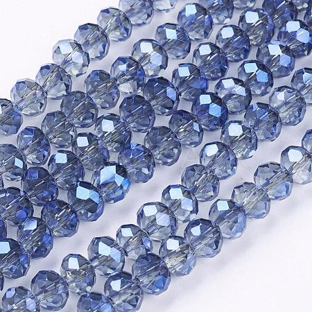 Faceted Rondelle Electroplate Glass Bead Strands X-EGLA-R035-6mm-09-1