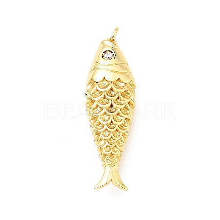 Brass Micro Pave Clear Cubic Zirconia Pendants X-KK-G416-11G-1