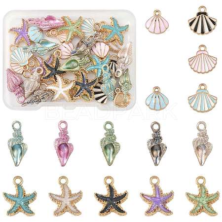30Pcs 3 Styles 5 Colors Alloy Enamel Pendants ENAM-FS0003-46-1