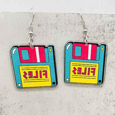 Alloy Acrylic Rectangle Dangle Earrings FS-WG804D6-05-1