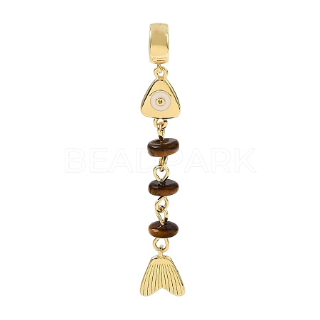 Brass Pave Cubic Zirconia Clear Cubic Zirconia & Natural Tiger Eye & Enamel European Dangle Charms GG-CBA3401-01G-B01-1