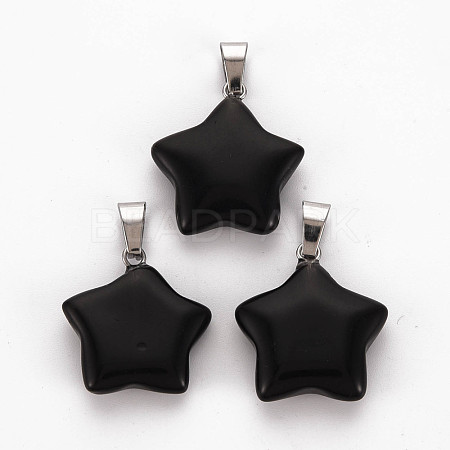 Star Natural Black Stone Pendants G-Q367-23-1