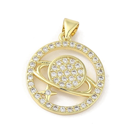 Rack Plating Brass Micro Pave Cubic Zirconia Pendants KK-C052-22G-1