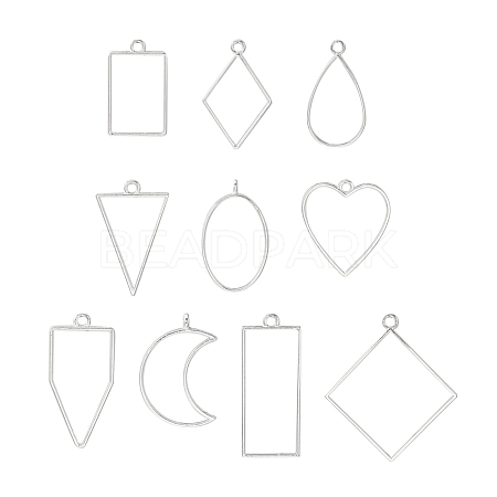 10Pcs Alloy Open Back Bezel Pendants PALLOY-YWC0002-02S-1