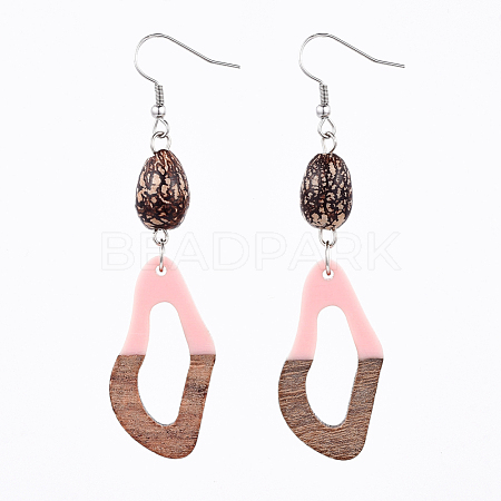 Resin & Wood Dangle Earrings EJEW-JE03469-05-1